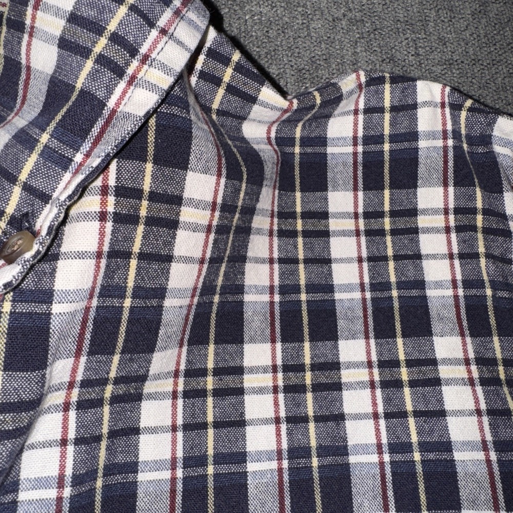 Eddie Bauer Men's Size L White Blue Yellow Red Plaid‎ Long Sleeve Button  Shirt - Picture 3 of 6
